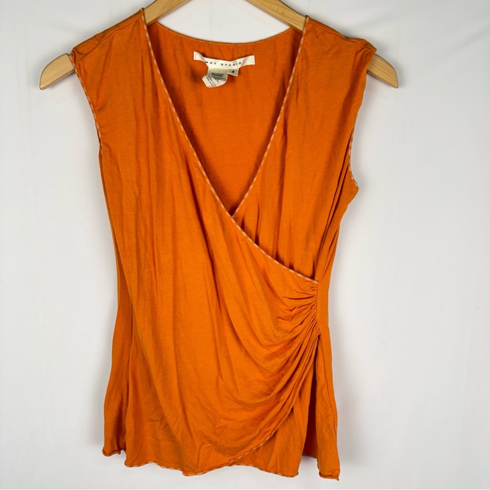 Max Studio Orange Sleeveless Wrap Top